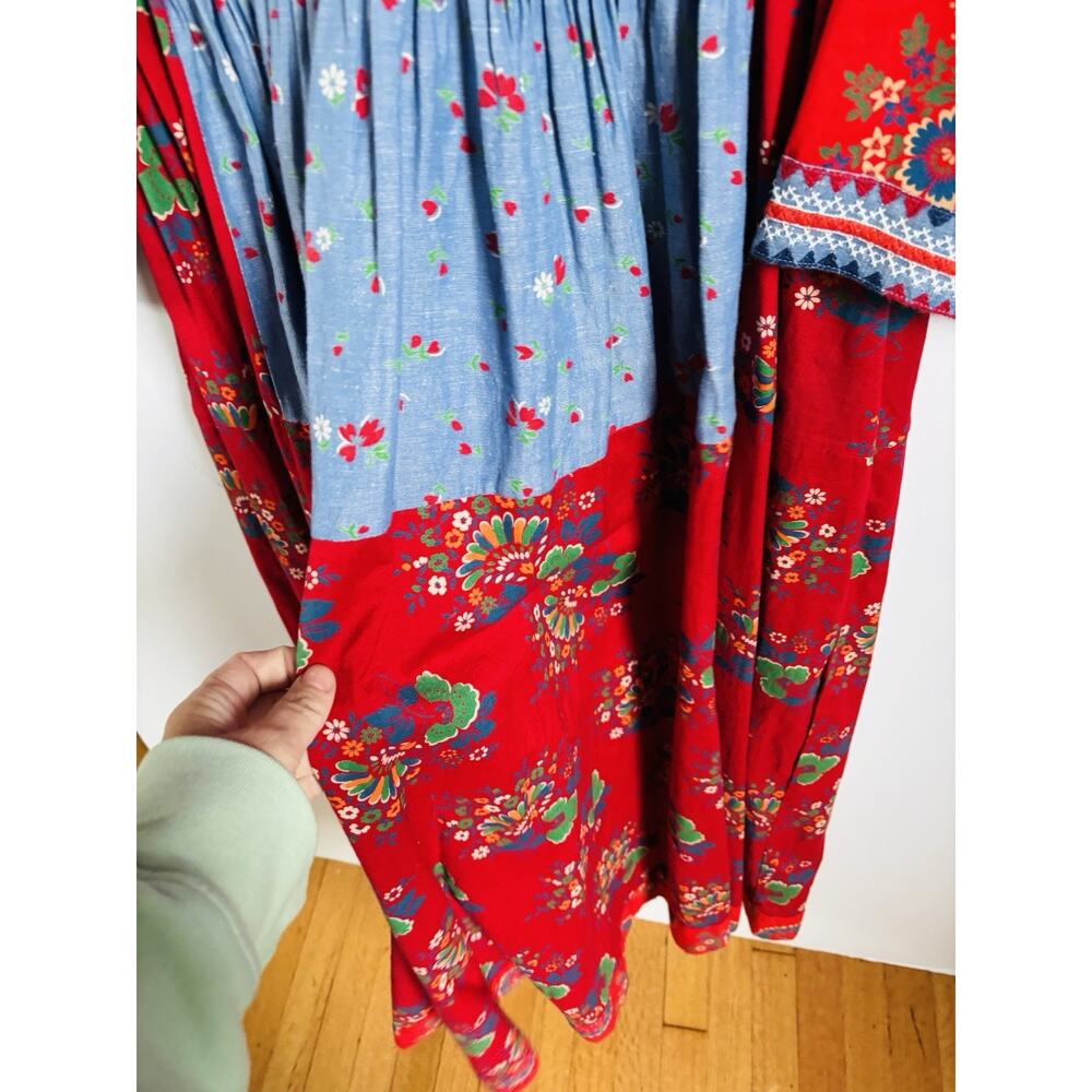 Ulla Johnson Milena Dress Patchwork Cotton/Linen V-neck Midi Size 2 - Picture 8 of 10
